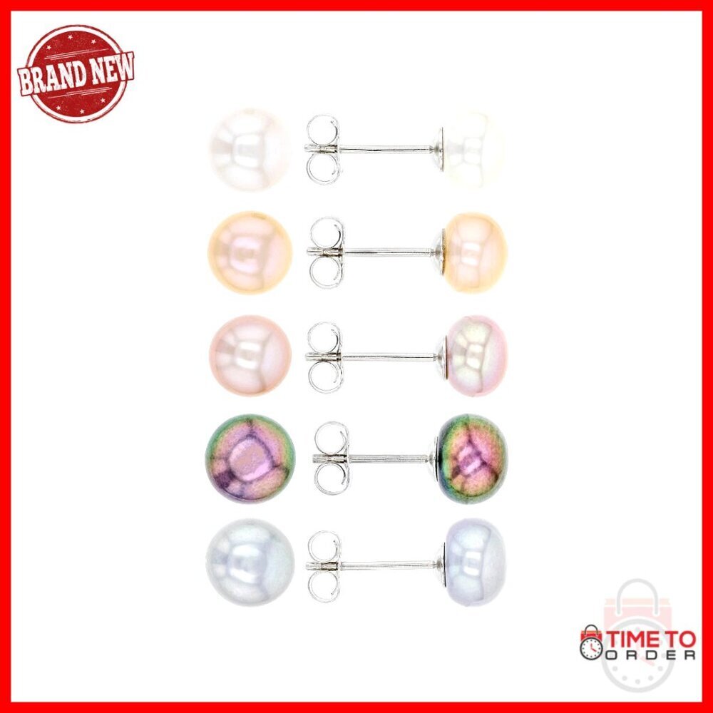 Sterling Silver Pearl Stud Earrings, Hypoallergenic, 8-9mm, Gift Box
